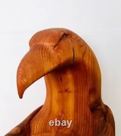 Carved Wood Eagle Sculpture Artisan Hand Crafted Folk Art Freestanding Bird 18