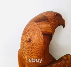 Carved Wood Eagle Sculpture Artisan Hand Crafted Folk Art Freestanding Bird 18