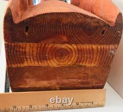 Carved Wood Eagle Sculpture Artisan Hand Crafted Folk Art Freestanding Bird 18