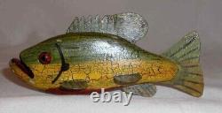 Carved Wood & Metal Polychrome Painted Folk Art Fish Decoy Russ Allen New Jersey