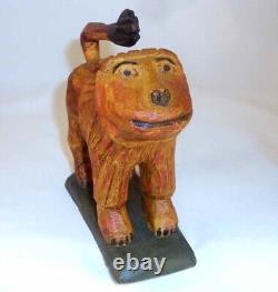 Carved Wood Polychrome Painted Schimmel-Style Folk Art Lion Dierwechter Sisters