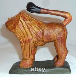 Carved Wood Polychrome Painted Schimmel-Style Folk Art Lion Dierwechter Sisters