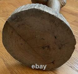 Carved Wood Wooden Folk Art Boy Man Holding Leg Figural Sculpture Statue 28 HTF