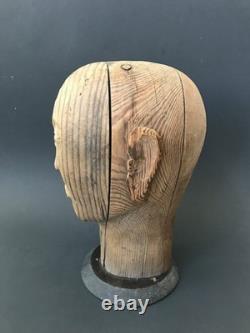 Carved Wooden Folk Art Head by Abbott Pattison (American, 1916-1999)
