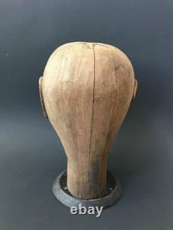 Carved Wooden Folk Art Head by Abbott Pattison (American, 1916-1999)