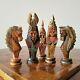 Carved Soviet Chess Set 60s Folk Art Wooden Vintage Ussr Russia Antique