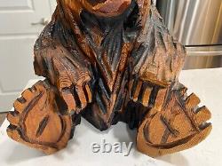 Chainsaw Art Carved Wood Bear Sitting 15x 10x 10