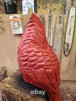 Chainsaw Carved Cardinal Wood Carving Sculpture Statue Art Home Decor