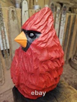 Chainsaw Carved Cardinal Wood Carving Sculpture Statue Art Home Decor