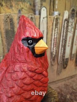 Chainsaw Carved Cardinal Wood Carving Sculpture Statue Art Home Decor
