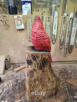 Chainsaw Carved Cardinal Wood Carving Sculpture Statue Art Home Decor