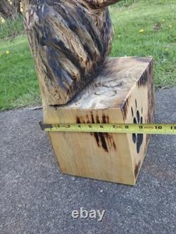 Chainsaw Carved Coyote Wolf Bust Wood Carving Rustic Art Sculpture Statue Dog