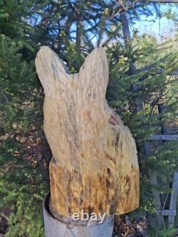 Chainsaw Carved Coyote Wolf Bust Wood Carving Rustic Art Sculpture Statue Dog