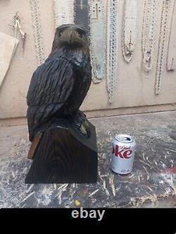 Chainsaw Carved Golden Eagle Wood Carving Birds Statue Sculpture Hawk Folk
