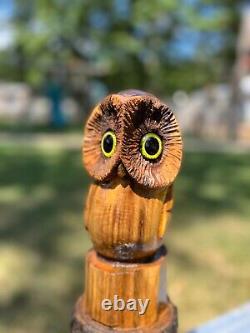 Chainsaw Carved OWL STATUE Black Walnut CARVING 18 Tall ONE OF A KIND