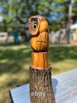 Chainsaw Carved OWL STATUE Black Walnut CARVING 18 Tall ONE OF A KIND