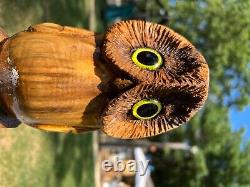 Chainsaw Carved OWL STATUE Black Walnut CARVING 18 Tall ONE OF A KIND