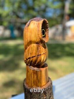 Chainsaw Carved OWL STATUE Black Walnut CARVING 18 Tall ONE OF A KIND