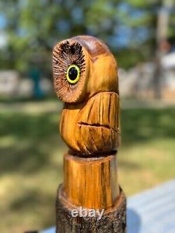 Chainsaw Carved OWL STATUE Black Walnut CARVING 18 Tall ONE OF A KIND