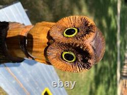 Chainsaw Carved OWL STATUE Black Walnut CARVING 18 Tall ONE OF A KIND