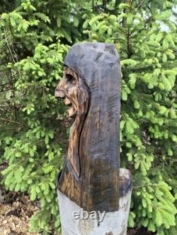 Chainsaw Carved Witch Wood Carving Creepy Goth Halloween Horror Folk Art