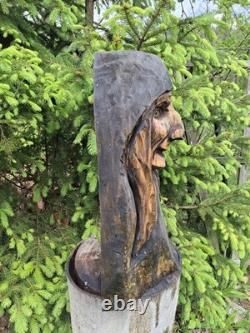 Chainsaw Carved Witch Wood Carving Creepy Goth Halloween Horror Folk Art