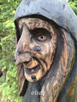 Chainsaw Carved Witch Wood Carving Creepy Goth Halloween Horror Folk Art