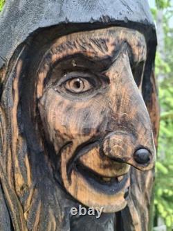 Chainsaw Carved Witch Wood Carving Creepy Goth Halloween Horror Folk Art