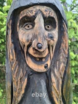 Chainsaw Carved Witch Wood Carving Creepy Goth Halloween Horror Folk Art
