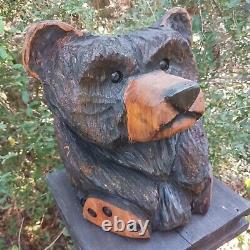 Chainsaw Carving Bear Wood Carving Art Fat Bear Cub Funny Cartoon Folk Art Pine