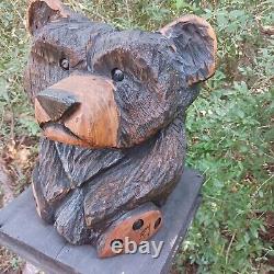 Chainsaw Carving Bear Wood Carving Art Fat Bear Cub Funny Cartoon Folk Art Pine