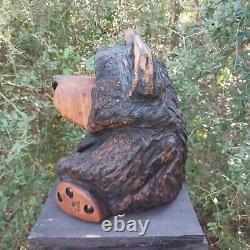 Chainsaw Carving Bear Wood Carving Art Fat Bear Cub Funny Cartoon Folk Art Pine