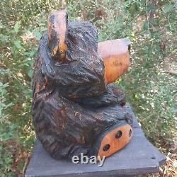 Chainsaw Carving Bear Wood Carving Art Fat Bear Cub Funny Cartoon Folk Art Pine