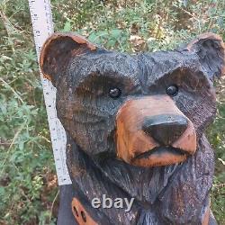 Chainsaw Carving Bear Wood Carving Art Fat Bear Cub Funny Cartoon Folk Art Pine