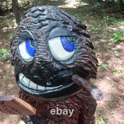 Chainsaw Carving Bigfoot Sasquatch 26 Tall Monster Yeti FK Off Sign Folk Art