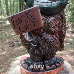 Chainsaw Carving Bigfoot Sasquatch 26 Tall Monster Yeti FK Off Sign Folk Art