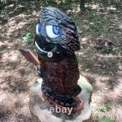 Chainsaw Carving Bigfoot Sasquatch 26 Tall Monster Yeti FK Off Sign Folk Art