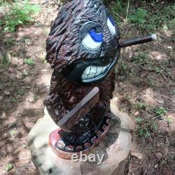 Chainsaw Carving Bigfoot Sasquatch 26 Tall Monster Yeti FK Off Sign Folk Art