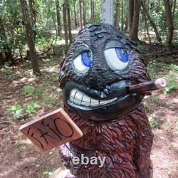 Chainsaw Carving Bigfoot Sasquatch 26 Tall Monster Yeti FK Off Sign Folk Art