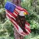 Chainsaw Carving Eagle Bald Eagle American Flag Wall Hanger Cypress