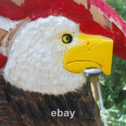 Chainsaw Carving Eagle Bald Eagle American Flag Wall Hanger Cypress