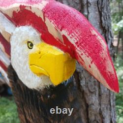 Chainsaw Carving Eagle Bald Eagle American Flag Wall Hanger Cypress