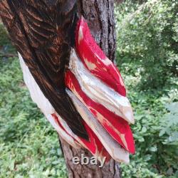 Chainsaw Carving Eagle Bald Eagle American Flag Wall Hanger Cypress