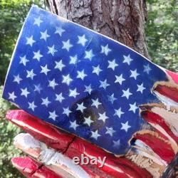 Chainsaw Carving Eagle Bald Eagle American Flag Wall Hanger Cypress