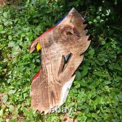Chainsaw Carving Eagle Bald Eagle American Flag Wall Hanger Cypress