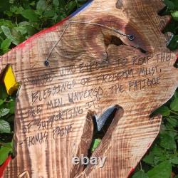Chainsaw Carving Eagle Bald Eagle American Flag Wall Hanger Cypress