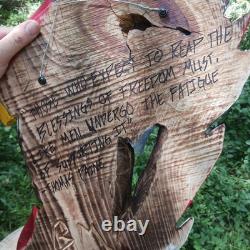 Chainsaw Carving Eagle Bald Eagle American Flag Wall Hanger Cypress