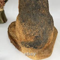 Chainsaw Wood Carved Dog Signed Folk Art Rustic Cabin Farm Doorstop