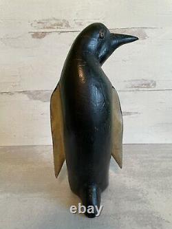Charles Hart Style Wood Carved Antique Folk Art Penguin Sculpture 12 Tall