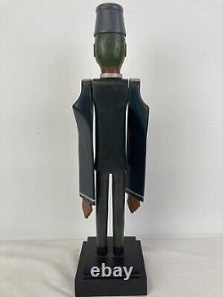 Charles Spiron Folk Art Hand Carved Whirligig Black Train Conductor Dated 1983